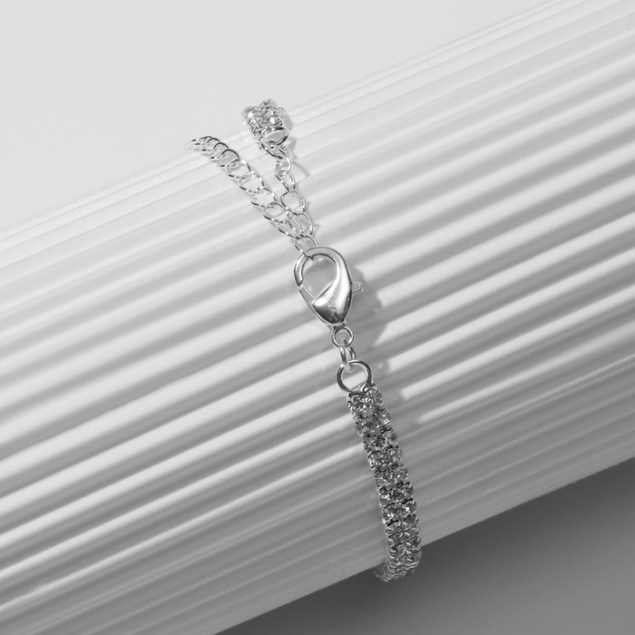 Браслет со стразами «Циркон» изыск, узор, цвет белый в серебре, 15см Браслет со стразами «Циркон» изыск, узор, цвет белый в серебре, 15см