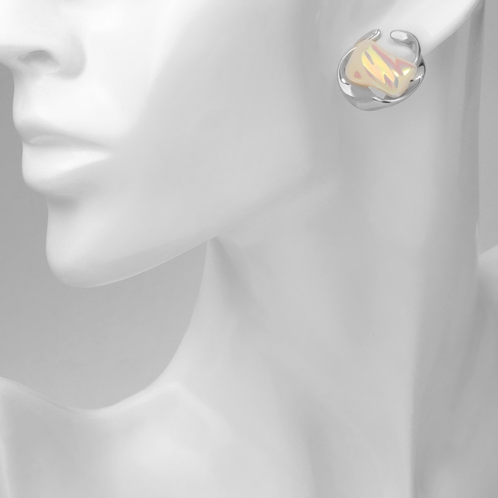 Серьги с жемчугом «Абстракция» волна, цвет серебро Серьги с жемчугом «Абстракция» волна, цвет серебро