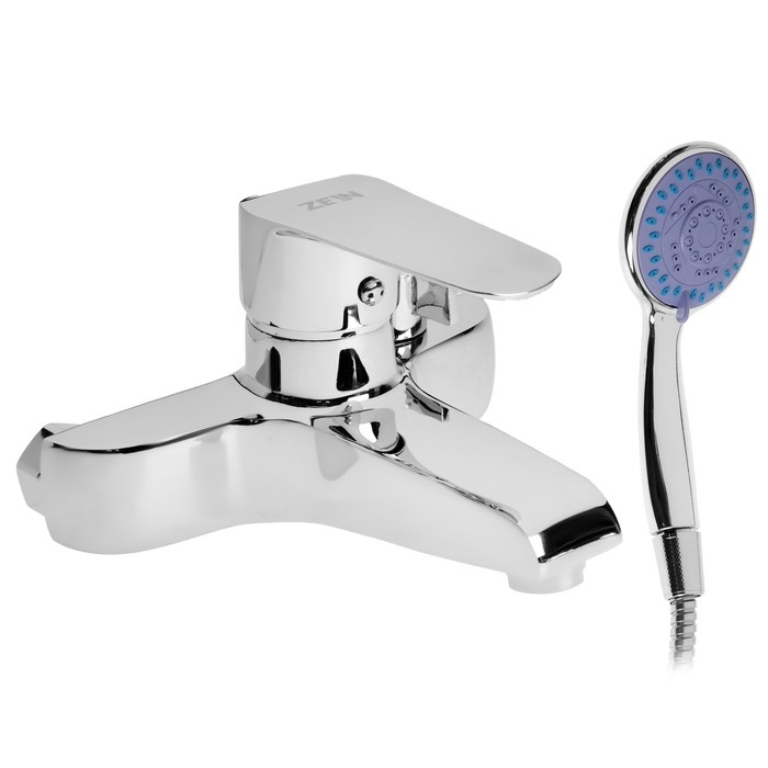 Смеситель для ванны ZEIN Z3854, однорычажный, душевой набор, лейка 5 режимов, хром Смеситель для ванны ZEIN Z3854, однорычажный, душевой набор, лейка 5 режимов, хром
