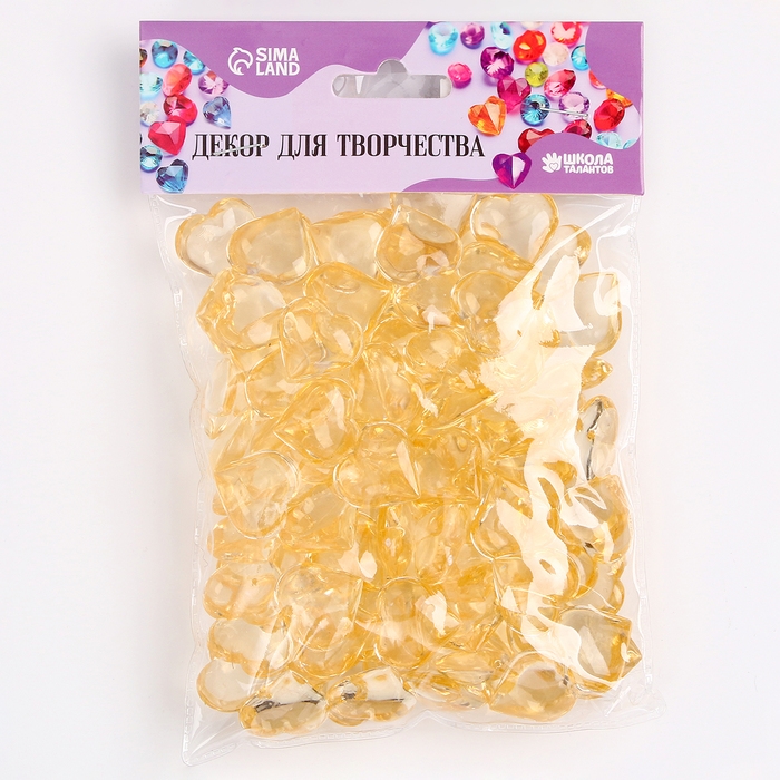 Сердечки пластиковые декоративные, набор 100 шт., размер 1 шт. — 2 × 2 см, цвет золотой