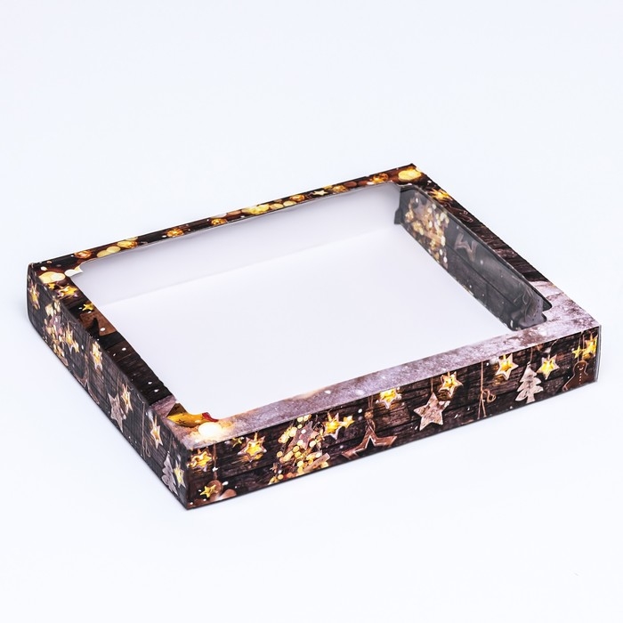 Новый год. Коробка сборная крышка-дно с окном, Новый год. Коробка сборная крышка-дно с окном, "Исполнения желаний", 26 х 21 х 4 см.