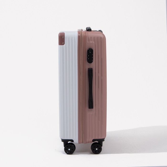 Чемодан большой 85 л (L), отдел на молнии, кодовый замок, цвет белый/розовый Чемодан большой 85 л (L), отдел на молнии, кодовый замок, цвет белый/розовый