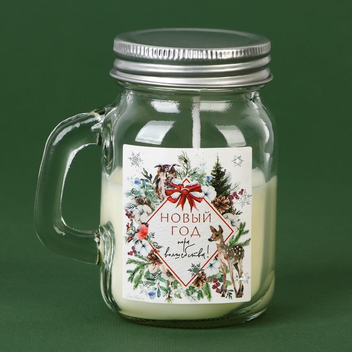 Новогодняя свеча в банке с ручкой «Новый год: Пора волшебства», аромат вишня Новогодняя свеча в банке с ручкой «Новый год: Пора волшебства», аромат вишня