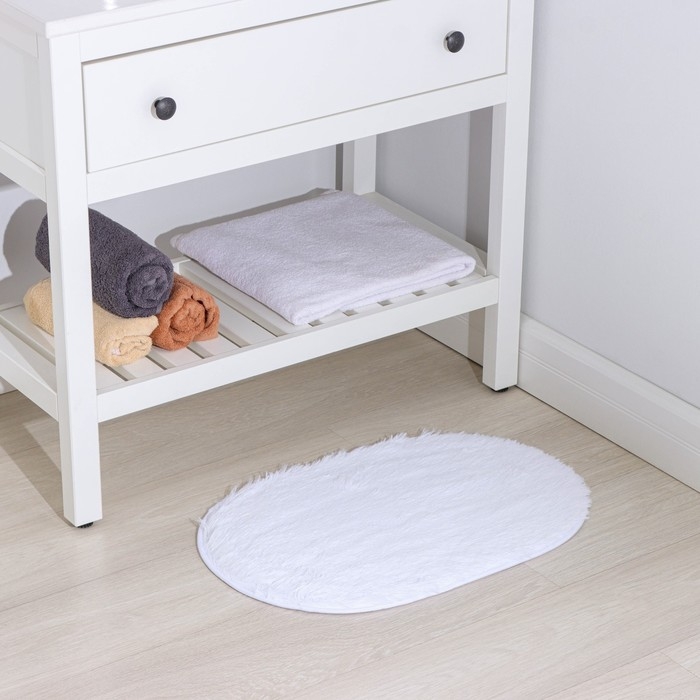 Коврик для дома Доляна «Пушистик», 38×59 см, цвет белый Коврик для дома Доляна «Пушистик», 38×59 см, цвет белый