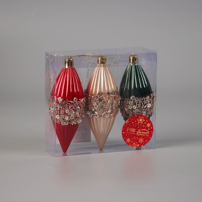 Украшение ёлочное Украшение ёлочное "Сосулька Коул" (набор 3 шт) 12х4.5 см, микс