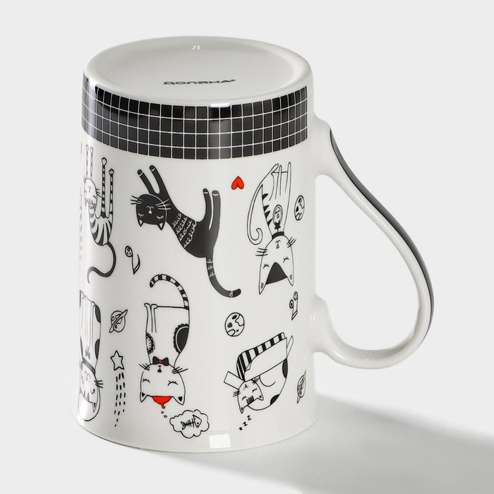 Кружка фарфоровая Доляна «Кошачьи будни», 300 мл, цвет белый Кружка фарфоровая Доляна «Кошачьи будни», 300 мл, цвет белый
