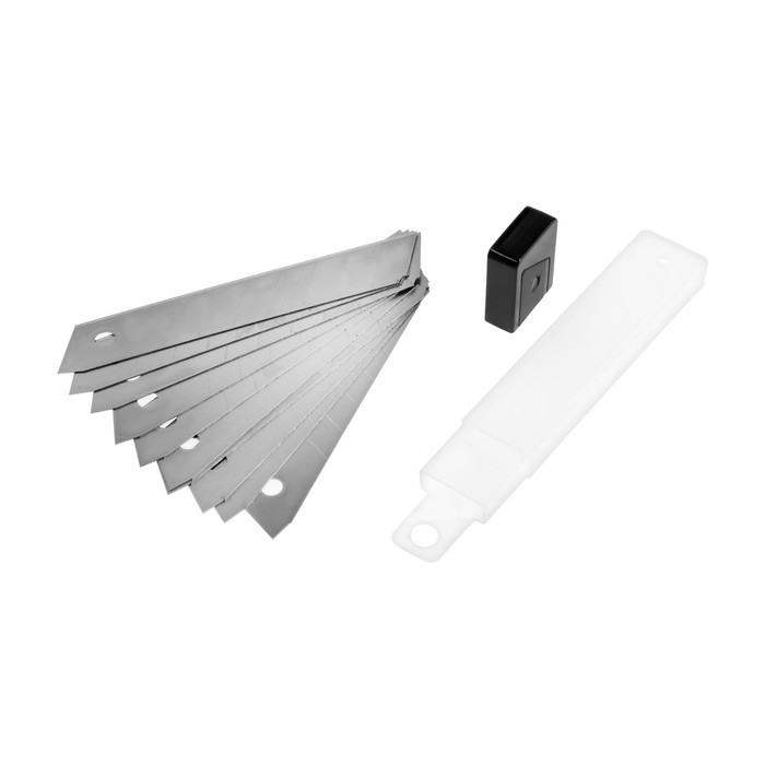 Лезвия для ножей ТУНДРА, сегментированные, 18 мм, 10 контейнеров по 10 лезвий, 100 шт. Лезвия для ножей ТУНДРА, сегментированные, 18 мм, 10 контейнеров по 10 лезвий, 100 шт.