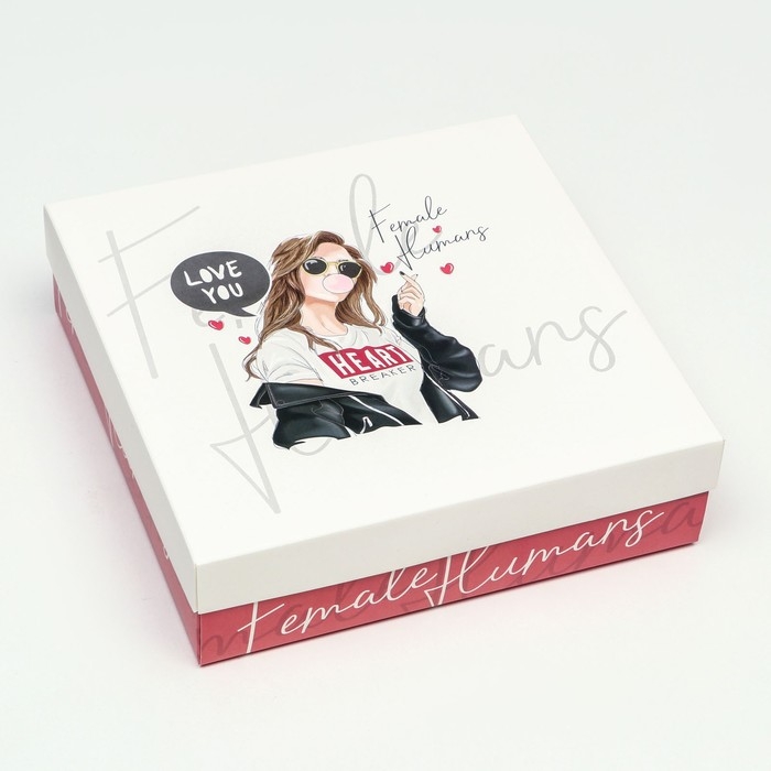 Коробка складная, Female humans 23 х 23 х 6,5 см Коробка складная, Female humans 23 х 23 х 6,5 см