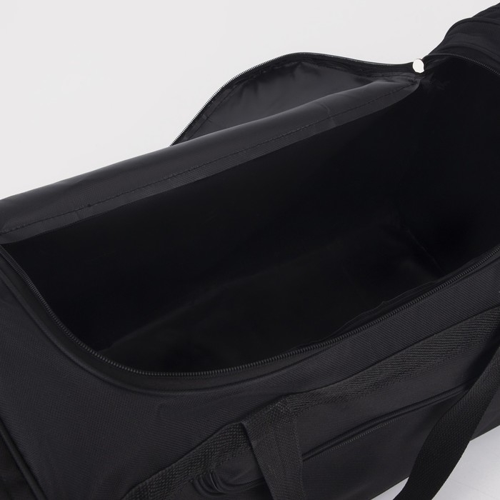 Сумка дорожная, 3 отдела на молниях, наружный карман, длинный ремень, цвет чёрный Сумка дорожная, 3 отдела на молниях, наружный карман, длинный ремень, цвет чёрный