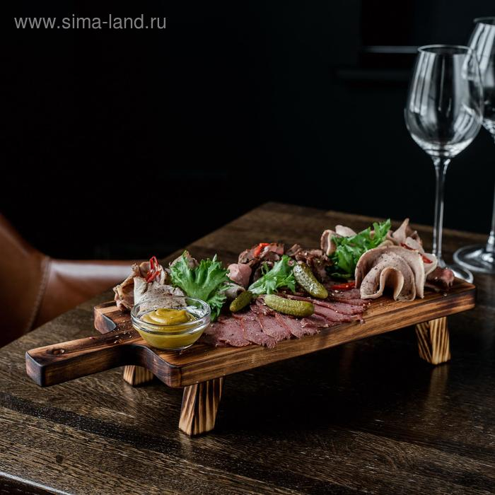 Доска разделочная, для подачи на ножках из натурального кедра Mаgistrо, 38×17×6,5 см, обожжённая Доска разделочная, для подачи на ножках из натурального кедра Mаgistrо, 38×17×6,5 см, обожжённая