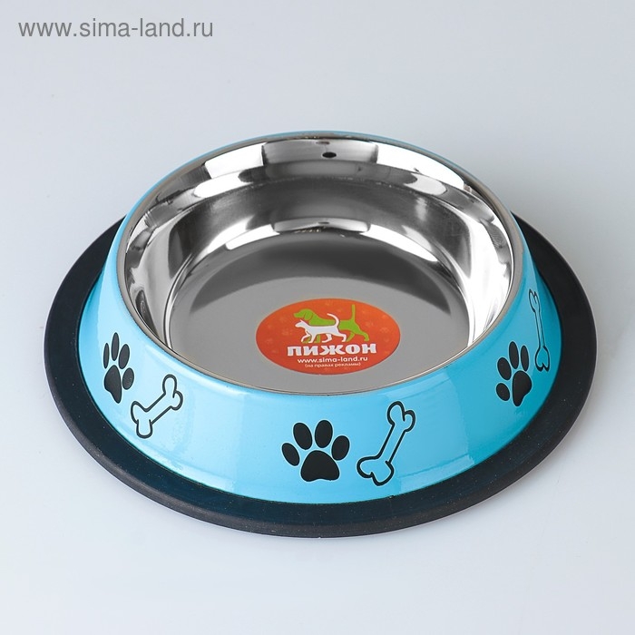 Миска с нескользящим основанием цветная с принтом, 235 мл, голубая Миска с нескользящим основанием цветная с принтом, 235 мл, голубая