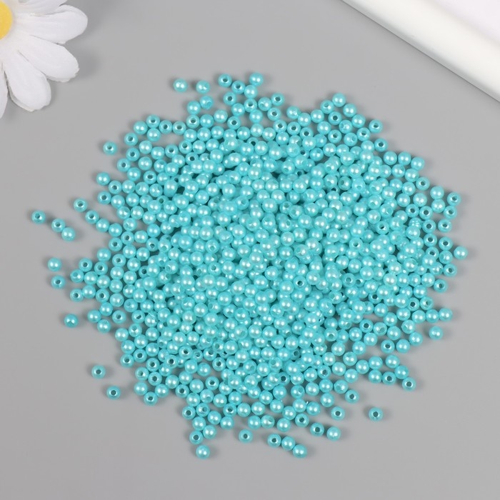 Набор бусин Набор бусин "Жемчуг" d 4 мм, 250 гр, голубая бирюза