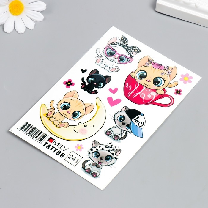 Татуировка на тело Татуировка на тело "Мультяшные котятки" 10х15 см