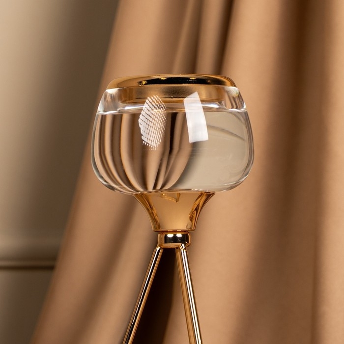 Подсвечник металл, стекло на 1 свечу «Изысканность» цвет золото 9.5 х 9.5 х 22.5 см Подсвечник металл, стекло на 1 свечу «Изысканность» цвет золото 9.5 х 9.5 х 22.5 см