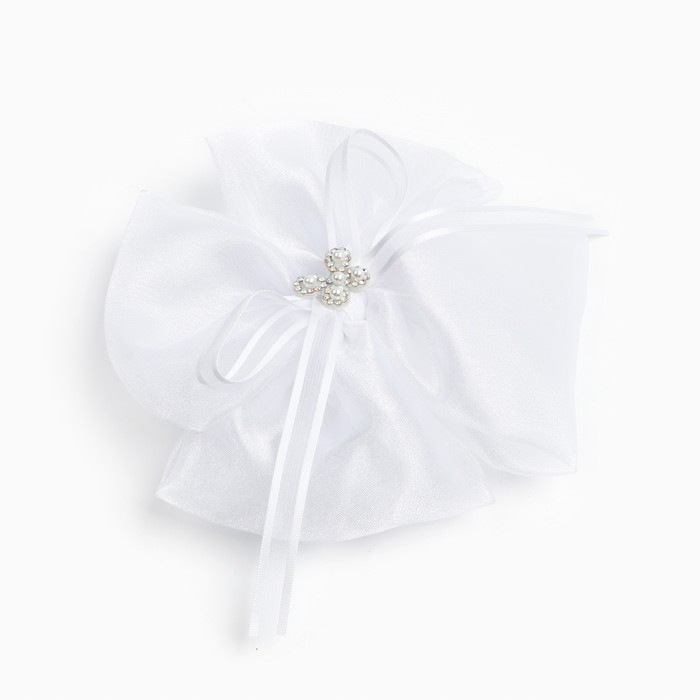 Выпускной. Бант для волос на резинке, белый, 13х15 см, Кошечка Мари