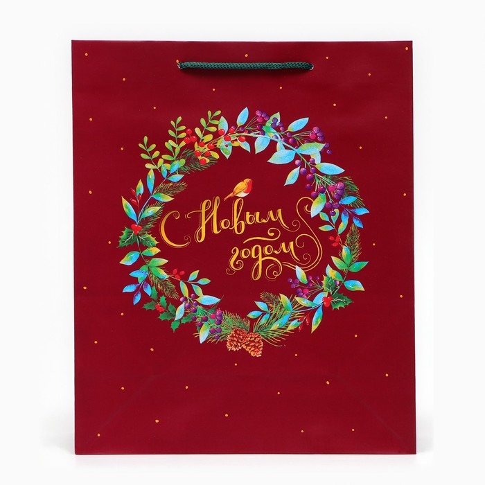 Новый год. Пакет подарочный "С Новым годом красный", 26 х 32 х 12 см.