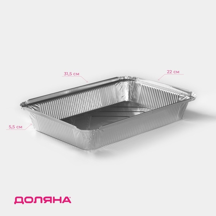 Набор форм из фольги для запекания и выпечки Доляна, 2,1 л, 31,5×22×5,5 см, 2 шт
