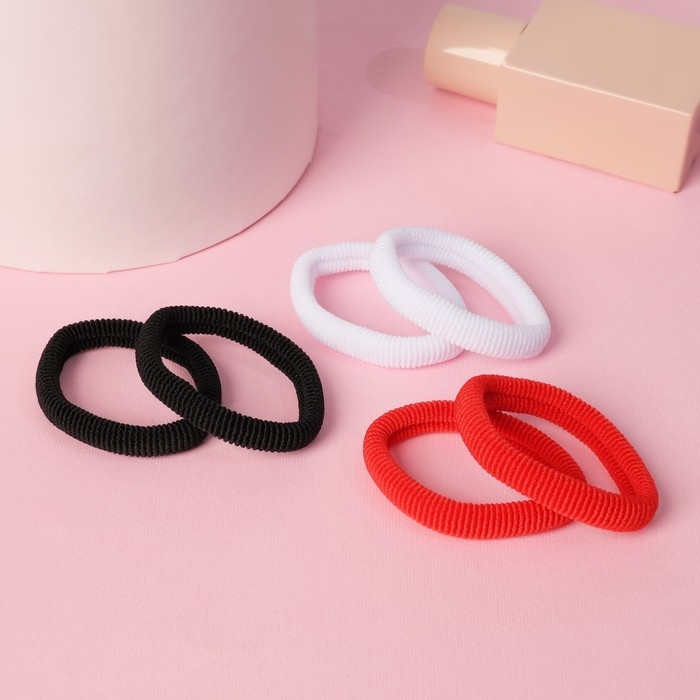 Резинка для волос Резинка для волос "Махрушка" (набор 48 шт) 6 см, красный чёрный белый