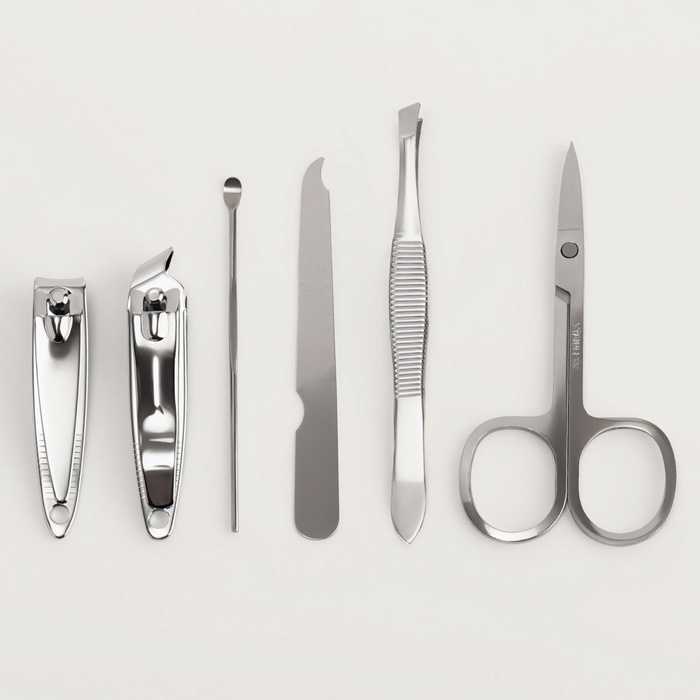 Набор маникюрный, 6 предметов, в футляре, розовый Набор маникюрный, 6 предметов, в футляре, розовый