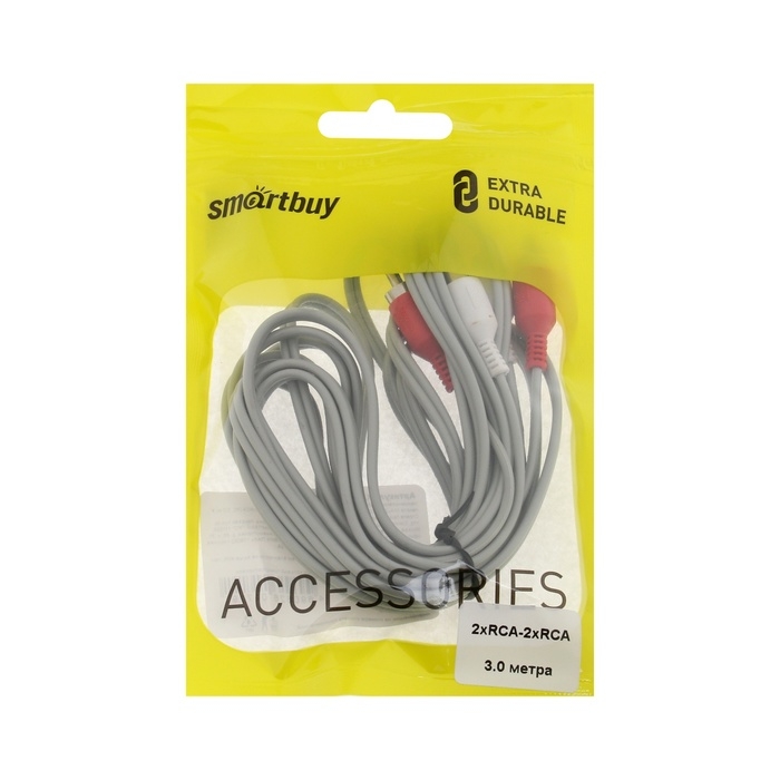 Кабель аудио/видео Smartbuy, 2xRCA(m)-2xRCA(m), 3 м, серый Кабель аудио/видео Smartbuy, 2xRCA(m)-2xRCA(m), 3 м, серый