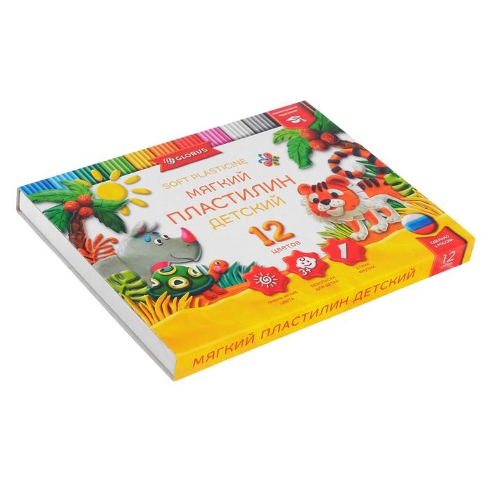 Пластилин GLOBUS Пластилин GLOBUS "Детский", 12 цветов, 180 г, мягкий