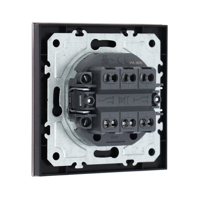 Выключатель проходной TOT Matte Glass, 10 А, 2 кл., скрытый, стекло, черный