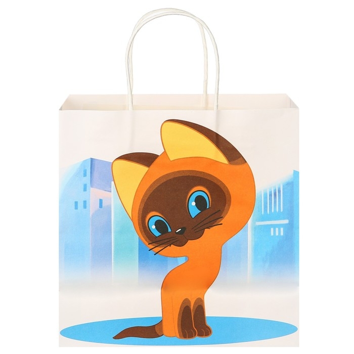 Пакет подарочный, 22х22х11 см, крафт, упаковка, Котёнок Гав Пакет подарочный, 22х22х11 см, крафт, упаковка, Котёнок Гав