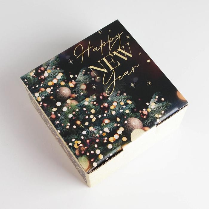 Коробка подарочная новогодняя складная &laquo;Present&raquo;, 15 х 15 х 7 см, Новый год