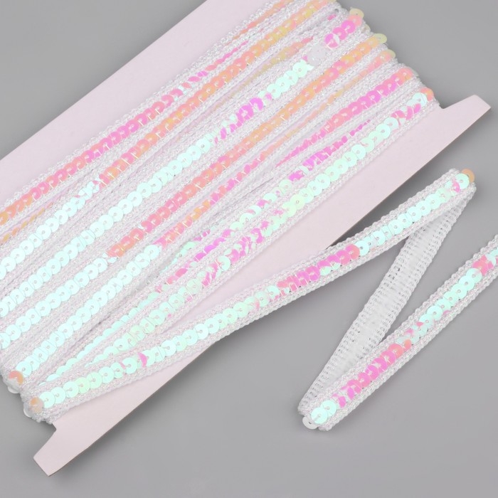 Тесьма декоративная с пайетками, 12 мм, 9 ± 0,5 м, цвет перламутровый Тесьма декоративная с пайетками, 12 мм, 9 ± 0,5 м, цвет перламутровый