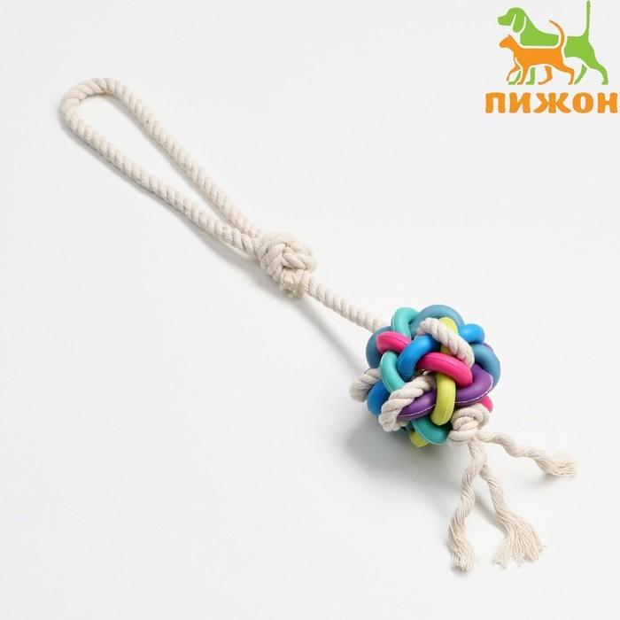 Игрушка канатная с жевательными элементами Игрушка канатная с жевательными элементами "Молекула на канате", до 40 см, до 90 г, микс