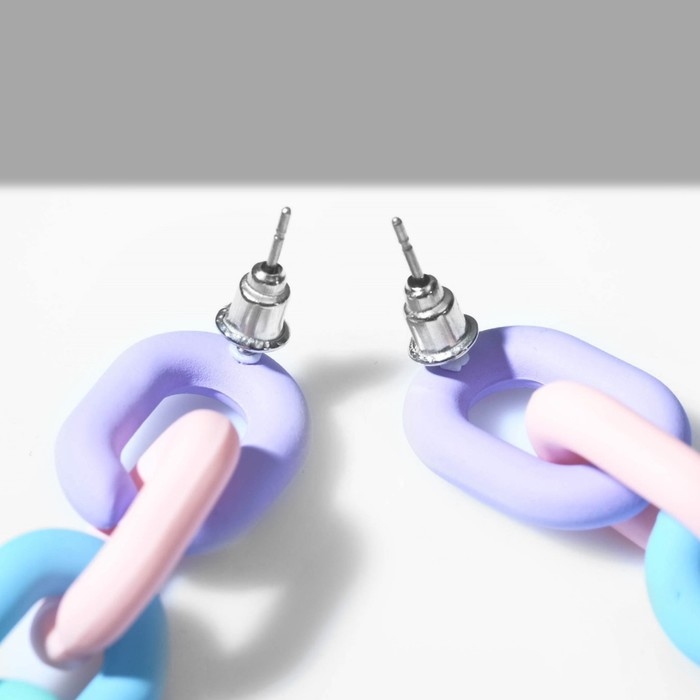 Серьги пластик «Цепь» 7 звеньев, цветные матовые Серьги пластик «Цепь» 7 звеньев, цветные матовые