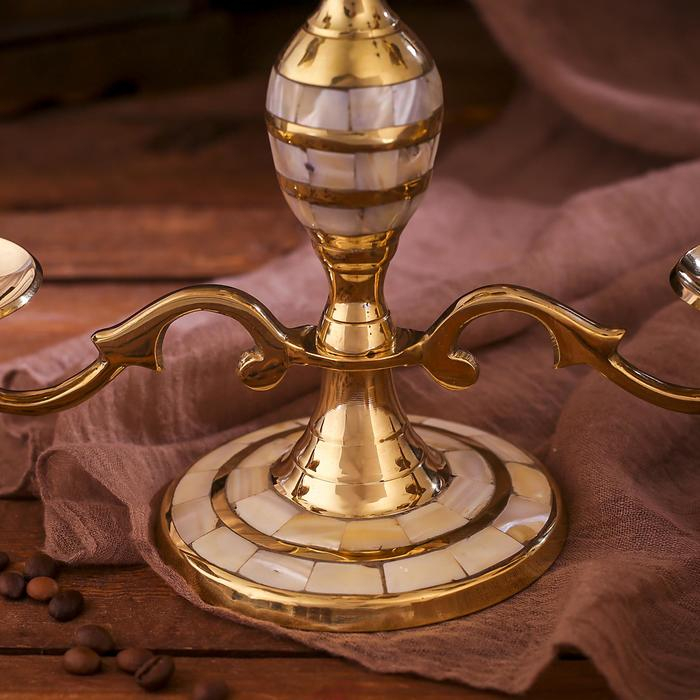 Подсвечник латунь на 5 свечей Подсвечник латунь на 5 свечей "Перламутровые отливы" 25,5х25,5х29 см