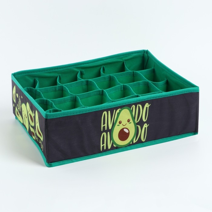 Органайзер для хранения белья, кофр 24 ячейки «Avocado», 35 х 30 х 10 см. Органайзер для хранения белья, кофр 24 ячейки «Avocado», 35 х 30 х 10 см.