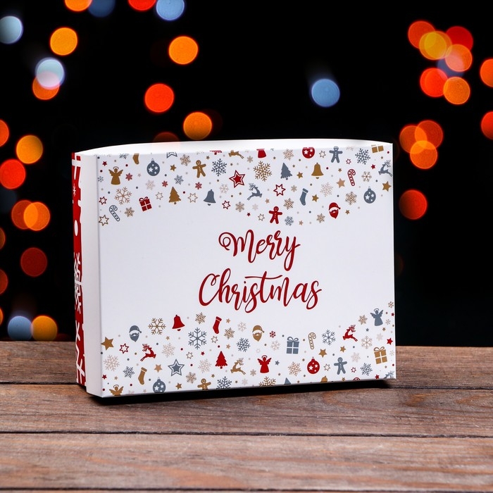 Новый год. Коробка подарочная новогодняя складная, Новый год. Коробка подарочная новогодняя складная, "Снежинки", 16,5 х 12,5 х 5,2 см