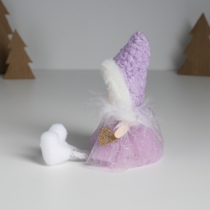 Кукла интерьерная Кукла интерьерная "Девочка в сиреневом платьишке с пушистым воротником" 7,2х7х18 см