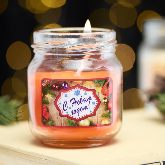 Ароматическая свеча в банке  Ароматическая свеча в банке "Мандарин", 6,4х6 см