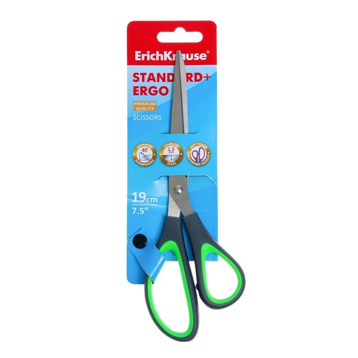 Ножницы Standard+ Ergo, 19 см, лезвия из нержавеющей стали, антискользящие резиновые вставки, ударопрочный пластик, блистер, МИКС Ножницы Standard+ Ergo, 19 см, лезвия из нержавеющей стали, антискользящие резиновые вставки, ударопрочный пластик, блистер, МИКС