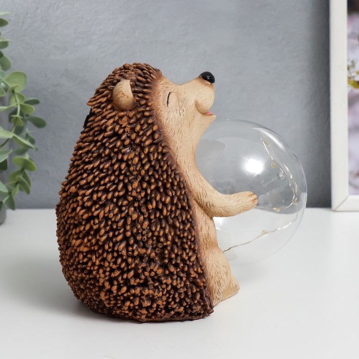 Сувенир полистоун свет  Сувенир полистоун свет "Ёжик и мыльный пузырь" от солнечной батареи 15,5х12х17 см