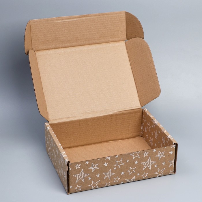 Коробка подарочная сборная, упаковка, «Звёзды», бурый, 27 х 21 х 9 см Коробка подарочная сборная, упаковка, «Звёзды», бурый, 27 х 21 х 9 см