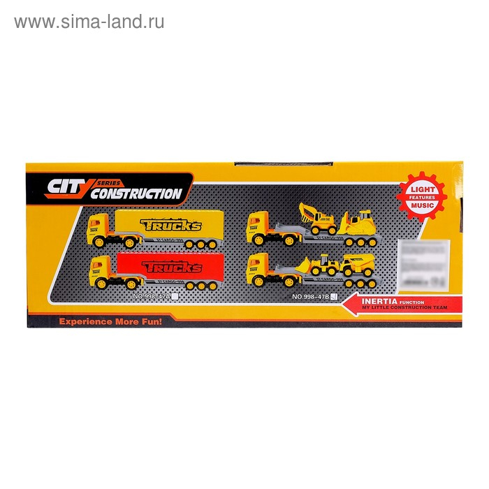 Грузовик инерционный &laquo;Трейлер&raquo; с спецтехникой, световые эффекты, МИКС