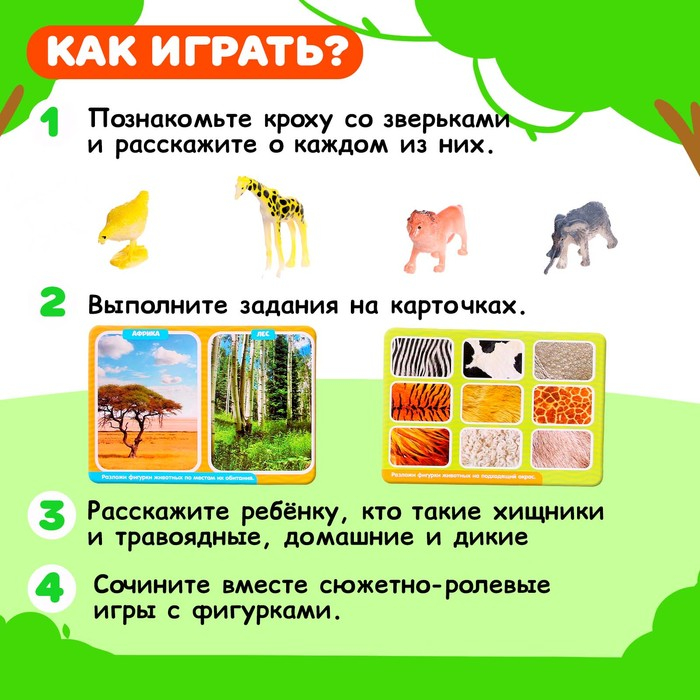 Развивающий набор-сортёр «Изучаем животных», по методике Монтессори, 3+ Развивающий набор-сортёр «Изучаем животных», по методике Монтессори, 3+