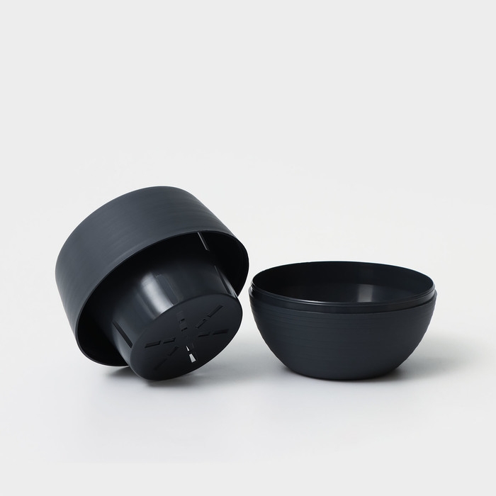 Горшок для цветов с поддоном «Япония», 450 мл, d=12 см, h=10 см, цвет графитовый