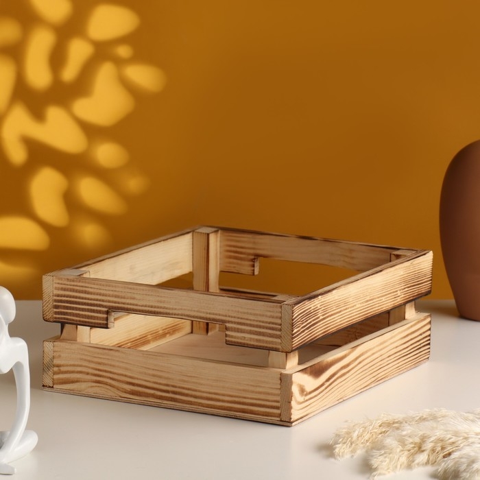 Кашпо деревянное двуреечное, обжиг 25х22х9 см натуральный Кашпо деревянное двуреечное, обжиг 25х22х9 см натуральный