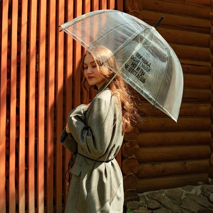 Зонт женский купол Зонт женский купол "Погодка офигительная, но и ты не отстаёшь", 8 спиц, d = 88 см, прозрачный