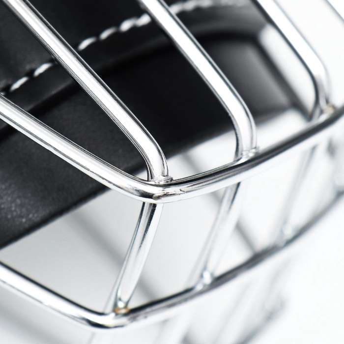 Намордник металлический №3 с трехсторонним ремешком, прессованная кожа, чёрный Намордник металлический №3 с трехсторонним ремешком, прессованная кожа, чёрный