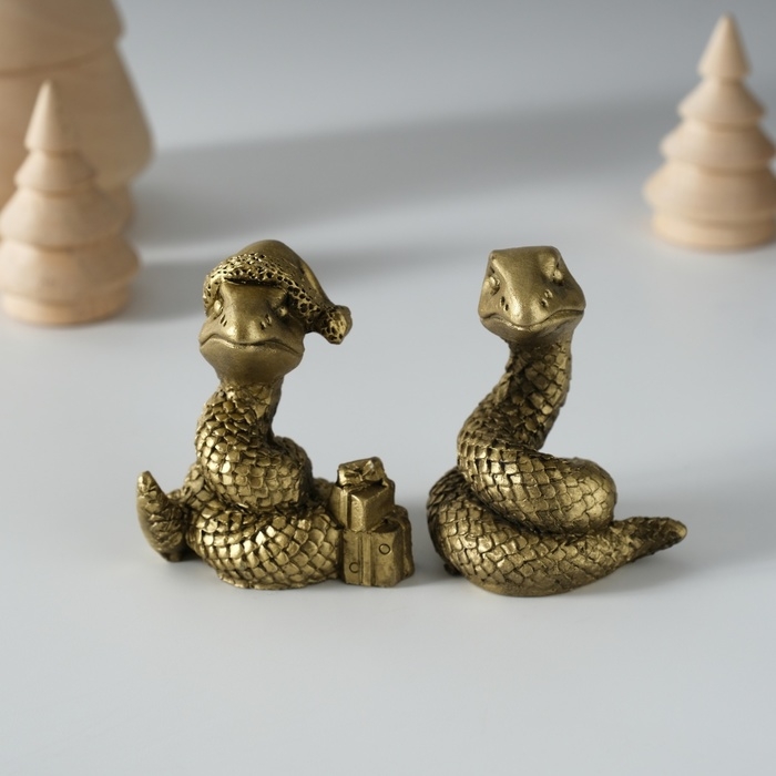 Сувенир полистоун Сувенир полистоун "Золотистая змейка" МИКС 3х3х5 см