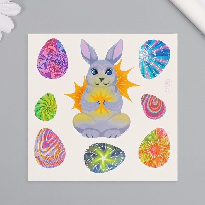 Татуировка на тело цветная Татуировка на тело цветная "Заяц и яички" 10х10 см