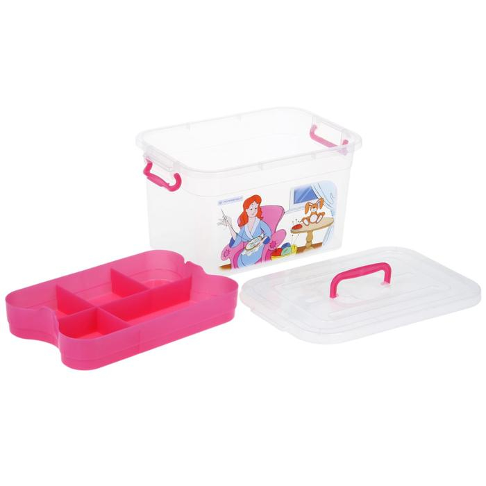 Контейнер для хранения с крышкой и вкладышем «Рукоделие», 10 л, 35×23×19 см, цвет МИКС Контейнер для хранения с крышкой и вкладышем «Рукоделие», 10 л, 35×23×19 см, цвет МИКС