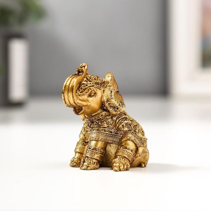 Сувенир полистоун Сувенир полистоун "Золотые слоники, рисунки на попоне" набор 6 шт 4,7х5,5х3 см