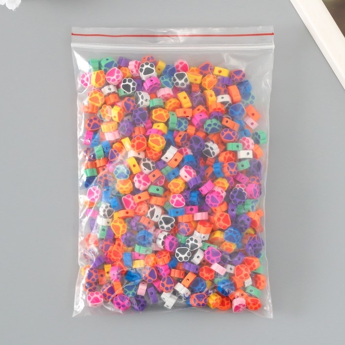 Бусины резиновые фигурные "Лапа" МИКС, уп. 500 шт.